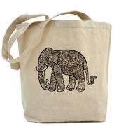 Tote bag, Shopping bag, Team madcup, Decoupage tote bag, Recycled Cotton Everyday Tote, Eco bag ,Eco friendly bag - Elephant Art