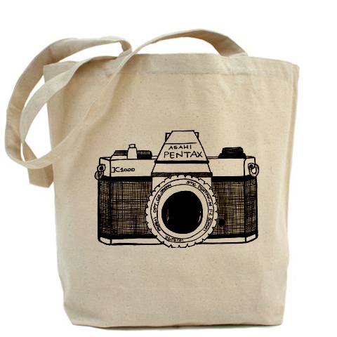 Tote Bag, Shopping Bag, Decoupage Tote Bag, Recycled Cotton Everyday Tote, Eco Bag ,eco Friendly Bag - Vintage Camera